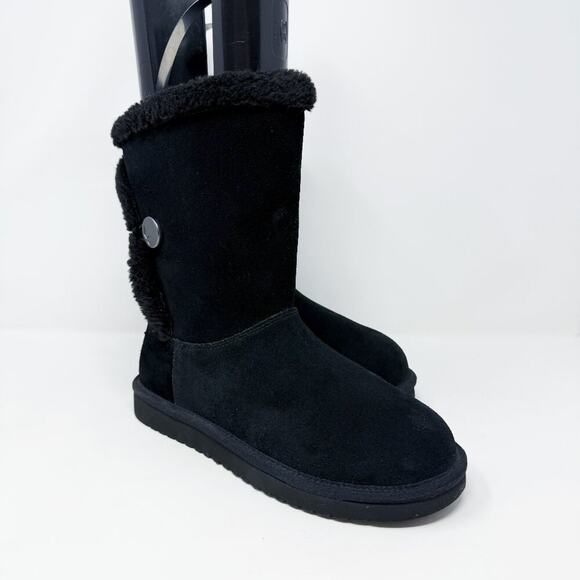 NWOB Koolaburra by Ugg Black Suede Kinslei Short Boot Women's Size 8 Pull On - Picture 1 of 10